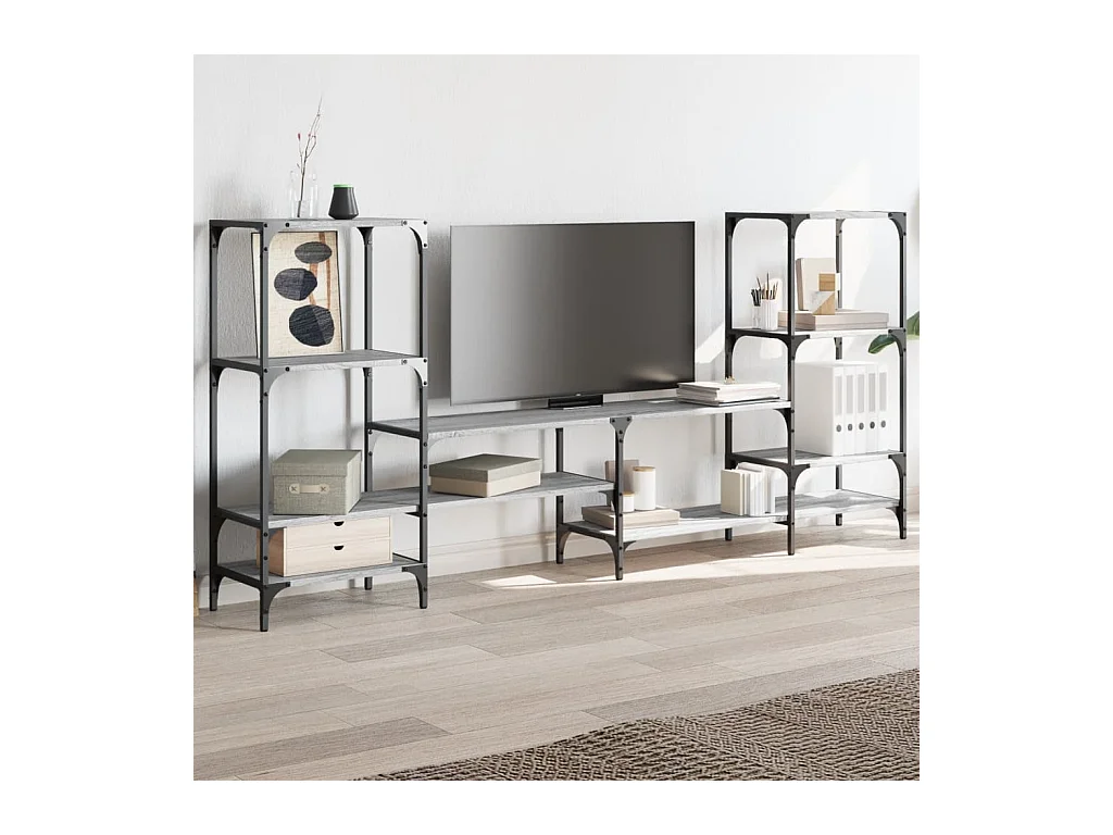 Meuble TV sonoma gris 206,5x28,5x95 cm bois d'ingénierie