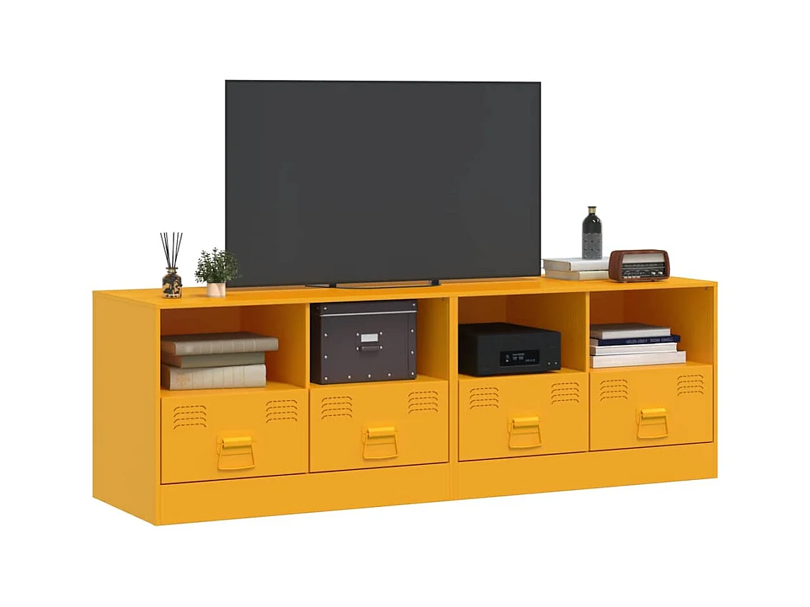 Mobile TV 2 pezzi giallo senape 67x39x44 cm acciaio