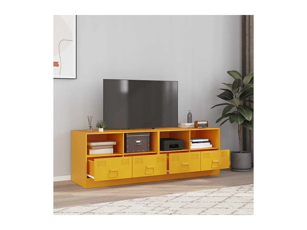Meubles TV 2 pcs jaune moutarde 67x39x44 cm acier