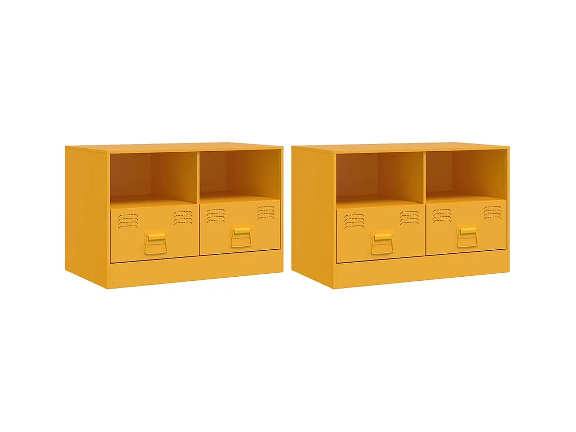 Mueble TV 2 piezas amarillo mostaza 67x39x44 cm acero