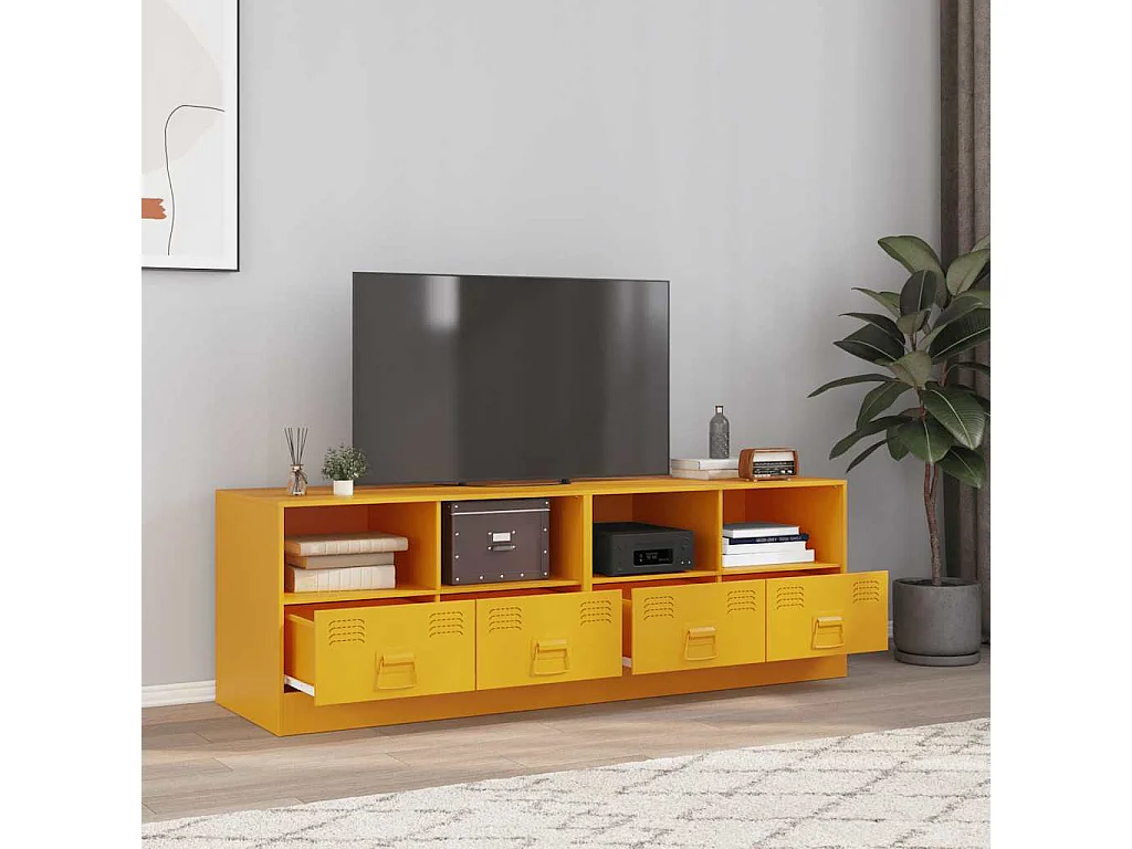 Mueble TV 2 piezas amarillo mostaza 67x39x44 cm acero