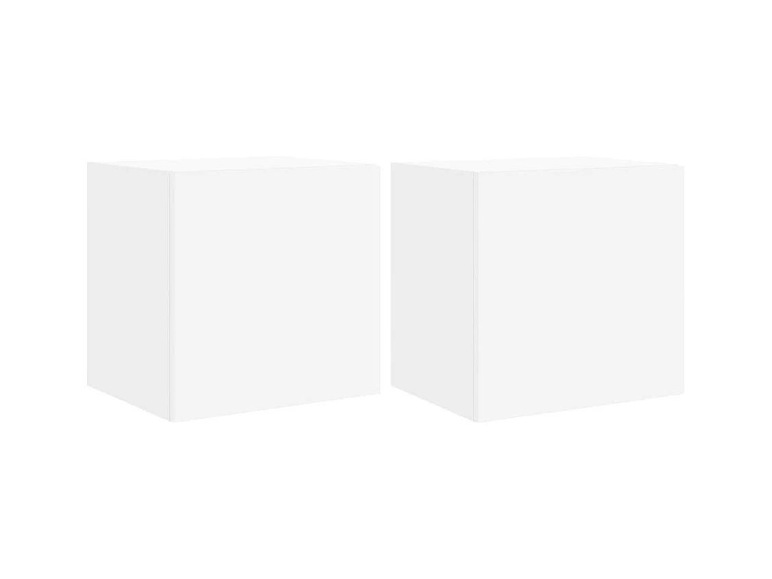 Muebles de TV de pared con luces LED 2 uds blanco 40,5x35x40 cm