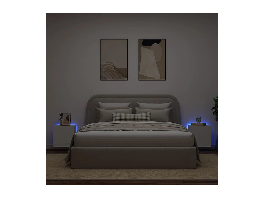 Muebles de TV de pared con luces LED 2 uds blanco 40,5x35x40 cm