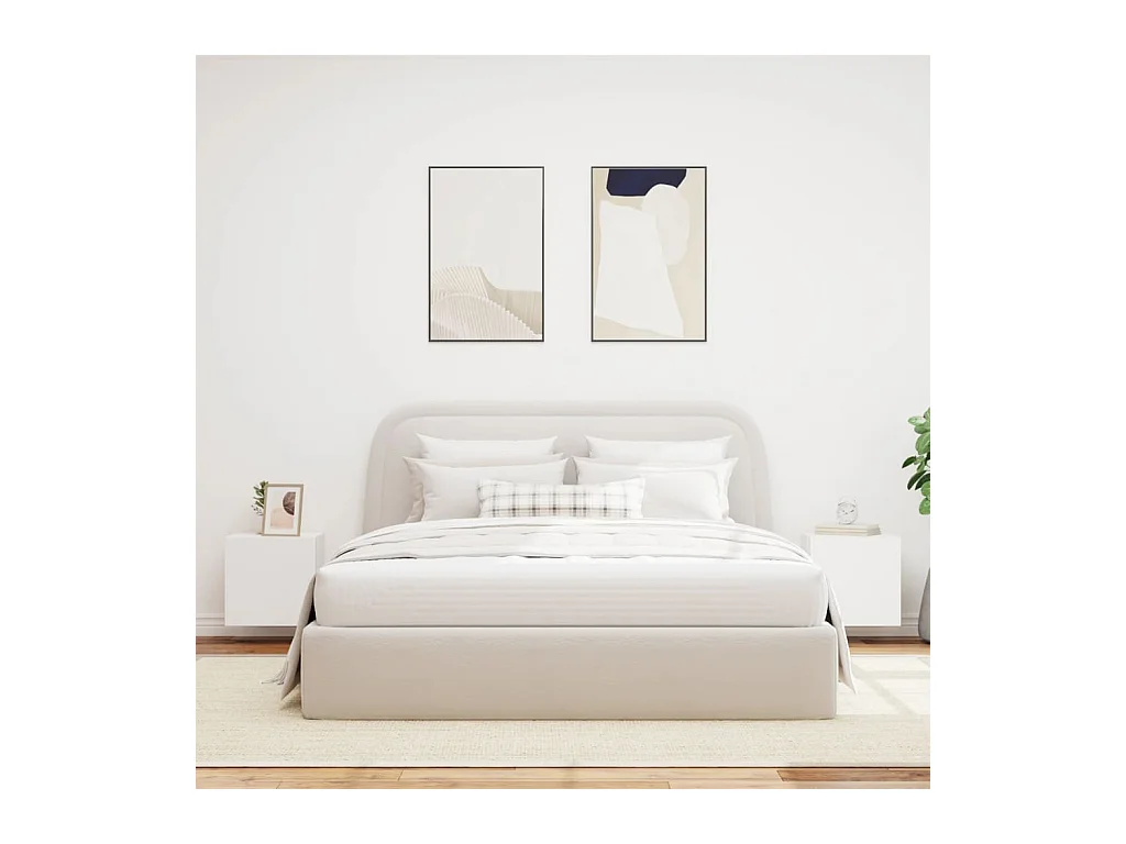 Muebles de TV de pared con luces LED 2 uds blanco 40,5x35x40 cm