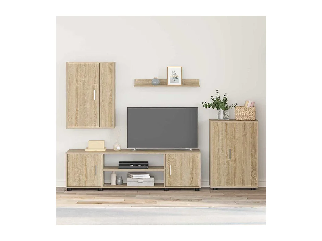Ensemble de meuble TV 4 pièces Montage mural 4 pcs Chêne sonoma
