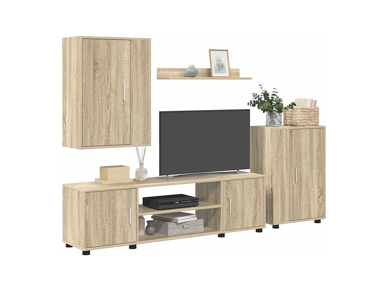 Ensemble de meuble TV 4 pièces Montage mural 4 pcs Chêne sonoma