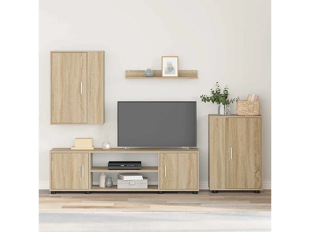 Ensemble de meuble TV 4 pièces Montage mural 4 pcs Chêne sonoma