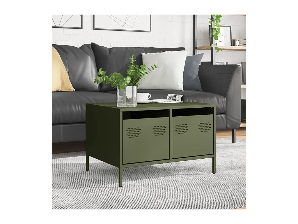 Olijfgroene tv-kast 68x50x43,5 cm koudgewalst staal