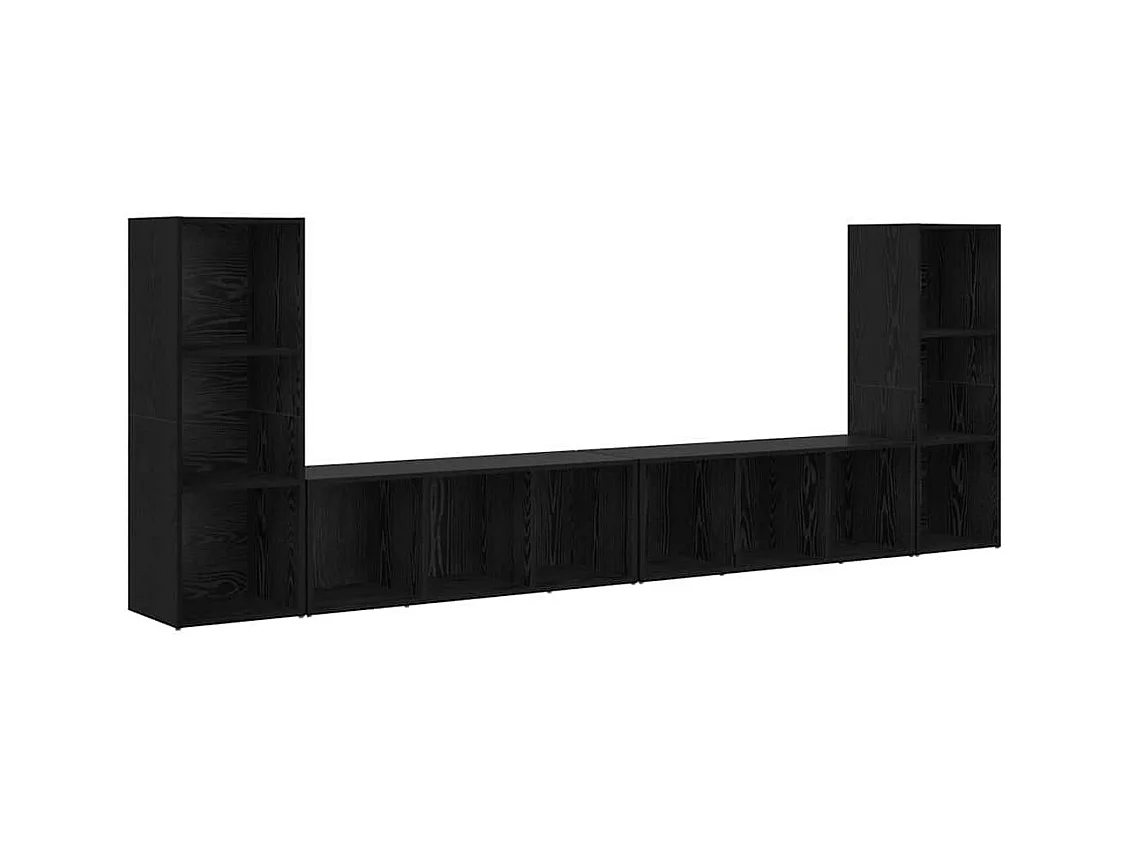 Mobile TV 4 pezzi Rovere nero 37 x 35 x 107,5 cm Legno laminato