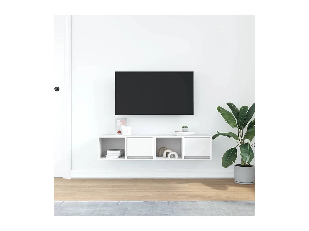 Meubles TV 2 pcs blanc 60x31x25,5 cm bois d'ingénierie