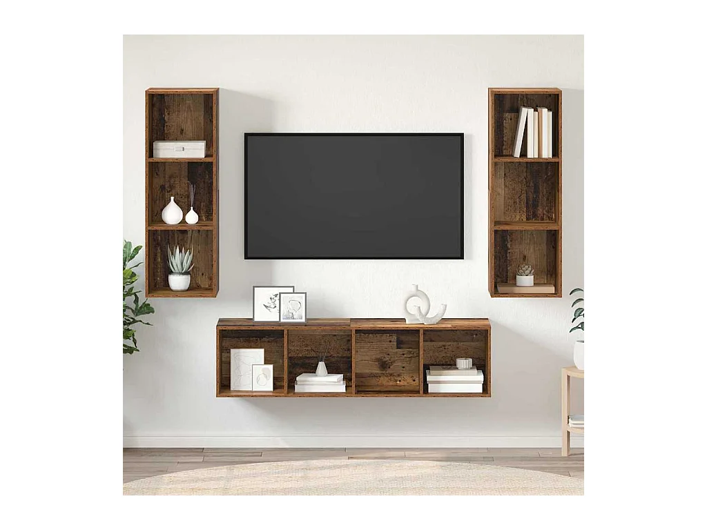 Ensemble de meubles TV 3 pcs Bois ancien 37 x 37 x 142.5 cm