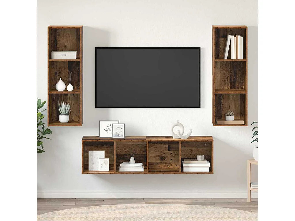 Ensemble de meubles TV 3 pcs Bois ancien 37 x 37 x 142.5 cm