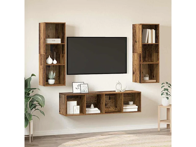 Ensemble de meubles TV 3 pcs Bois ancien 37 x 37 x 142.5 cm