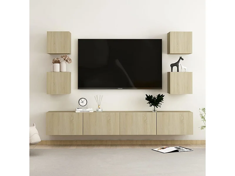 Set di mobili TV da 6 pezzi in legno ingegnerizzato Sonoma Oak
