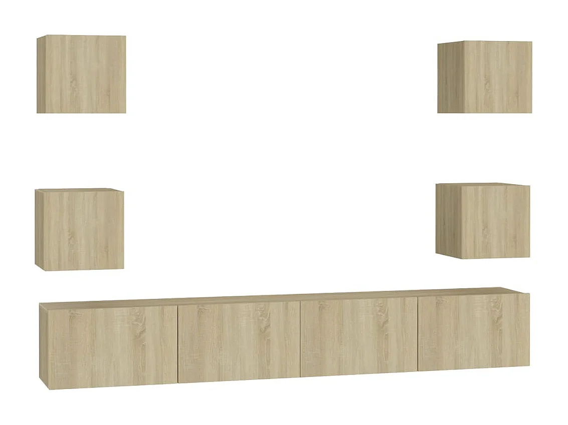 Set di mobili TV da 6 pezzi in legno ingegnerizzato Sonoma Oak