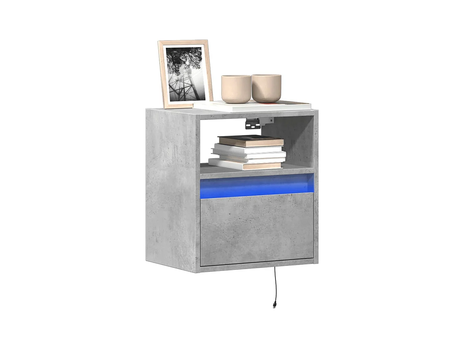 Mueble de TV de pared con luces LED, gris hormigón, 41x31x45 cm