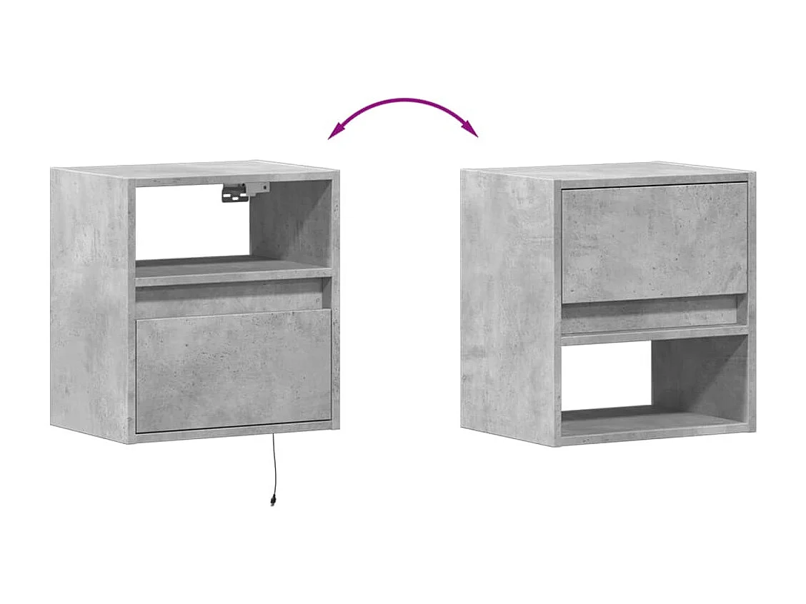 Mueble de TV de pared con luces LED, gris hormigón, 41x31x45 cm