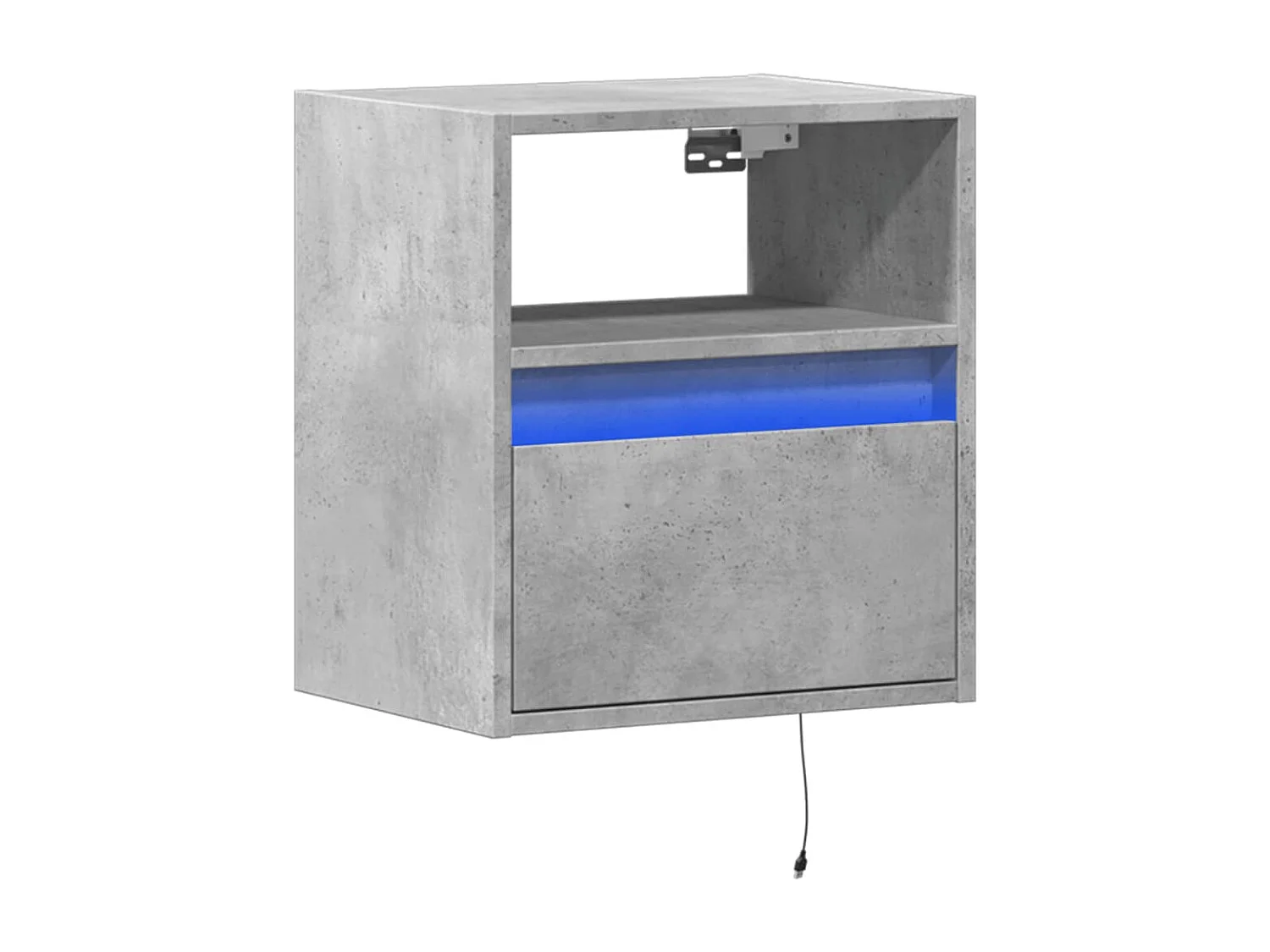 Mobile porta TV a parete con luci LED, grigio cemento, 41x31x45 cm