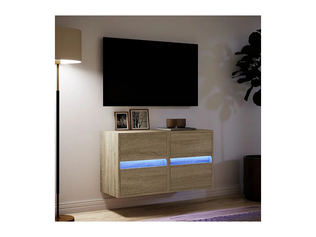 Wandmeubels met ledverlichting, 2 stuks, Sonoma eiken, 41x31x45 cm