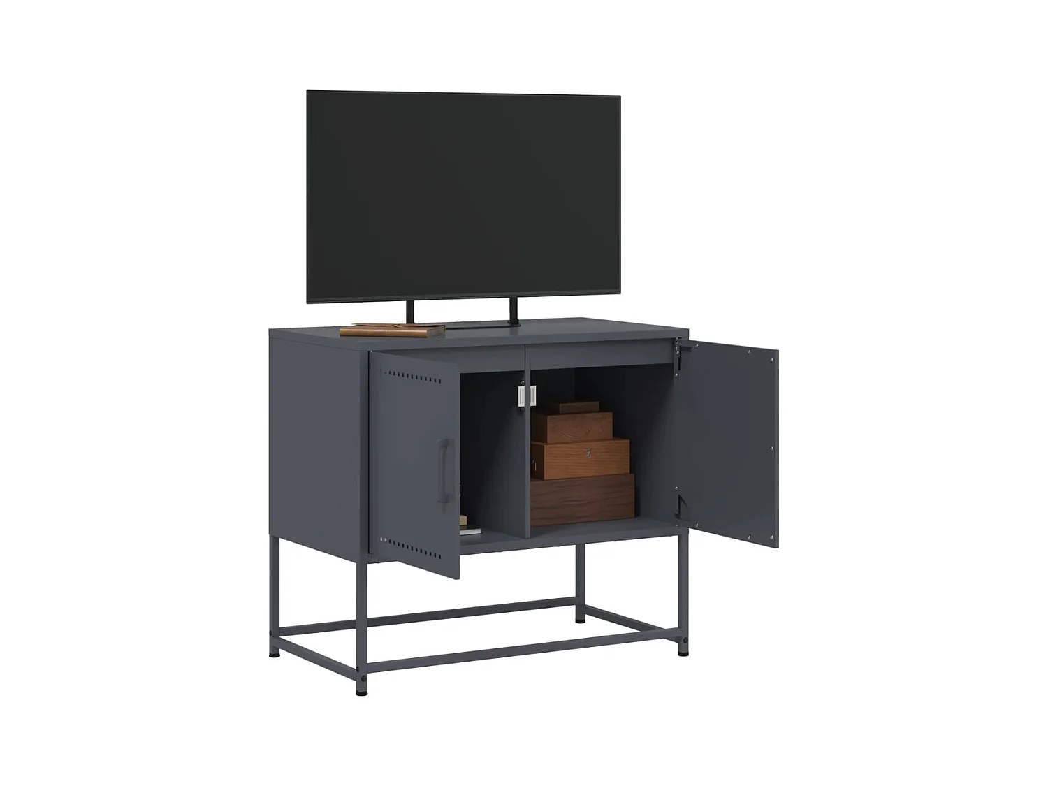 Meuble TV anthracite 68,5x39x60,5 cm acier