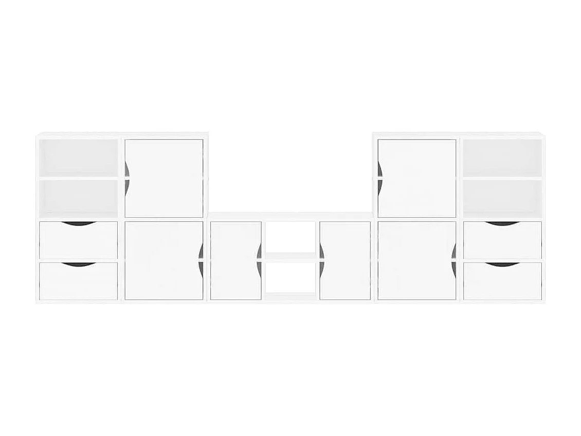 Meubles TV 5 pcs avec rangement ODDA blanc bois de pin massif