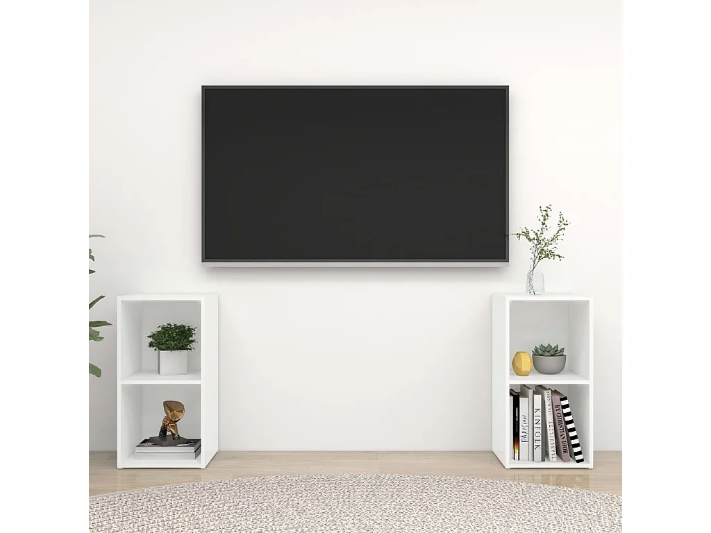 Meubles TV 2 pcs Blanc 72x35x36,5 cm Bois d'ingénierie