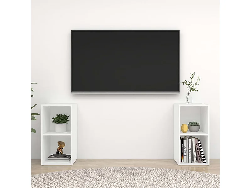 Meubles TV 2 pcs Blanc 72x35x36,5 cm Bois d'ingénierie