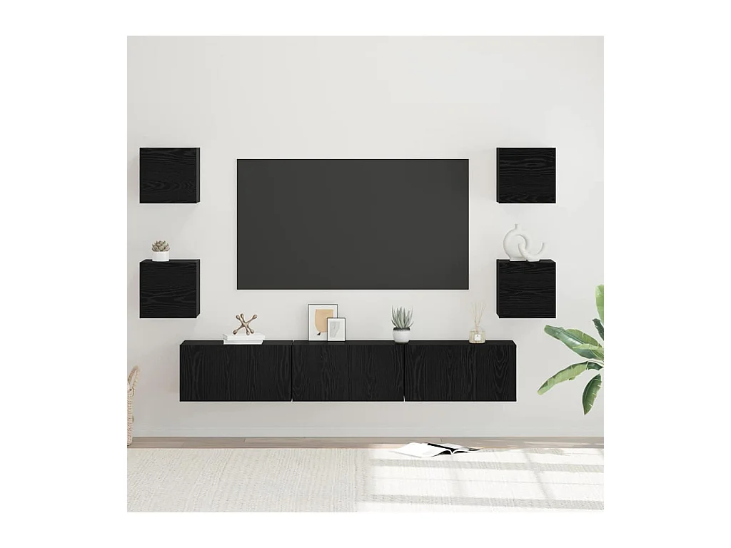 Ensemble meuble TV 7 pcs Chêne noir Moyen 180 x 30 x 30 cm