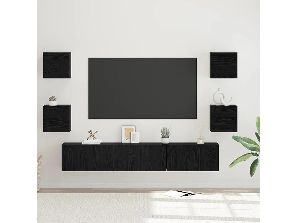 Ensemble meuble TV 7 pcs Chêne noir Moyen 180 x 30 x 30 cm
