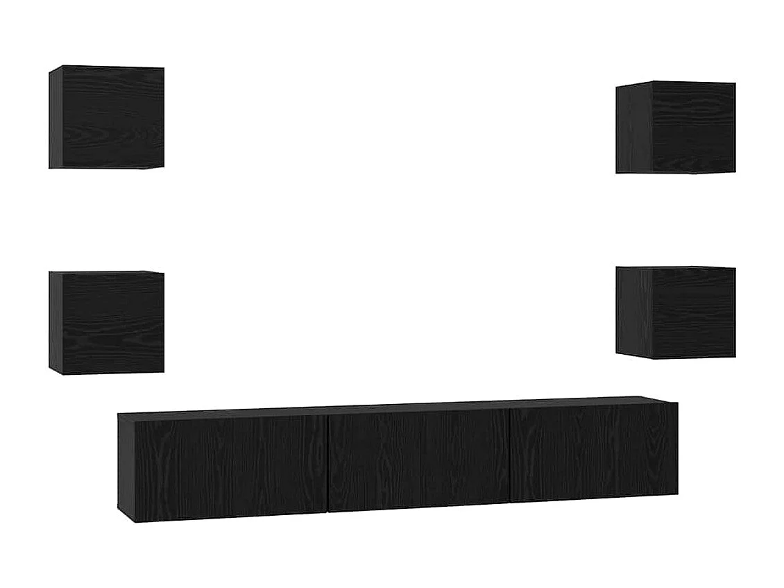 Ensemble meuble TV 7 pcs Chêne noir Moyen 180 x 30 x 30 cm