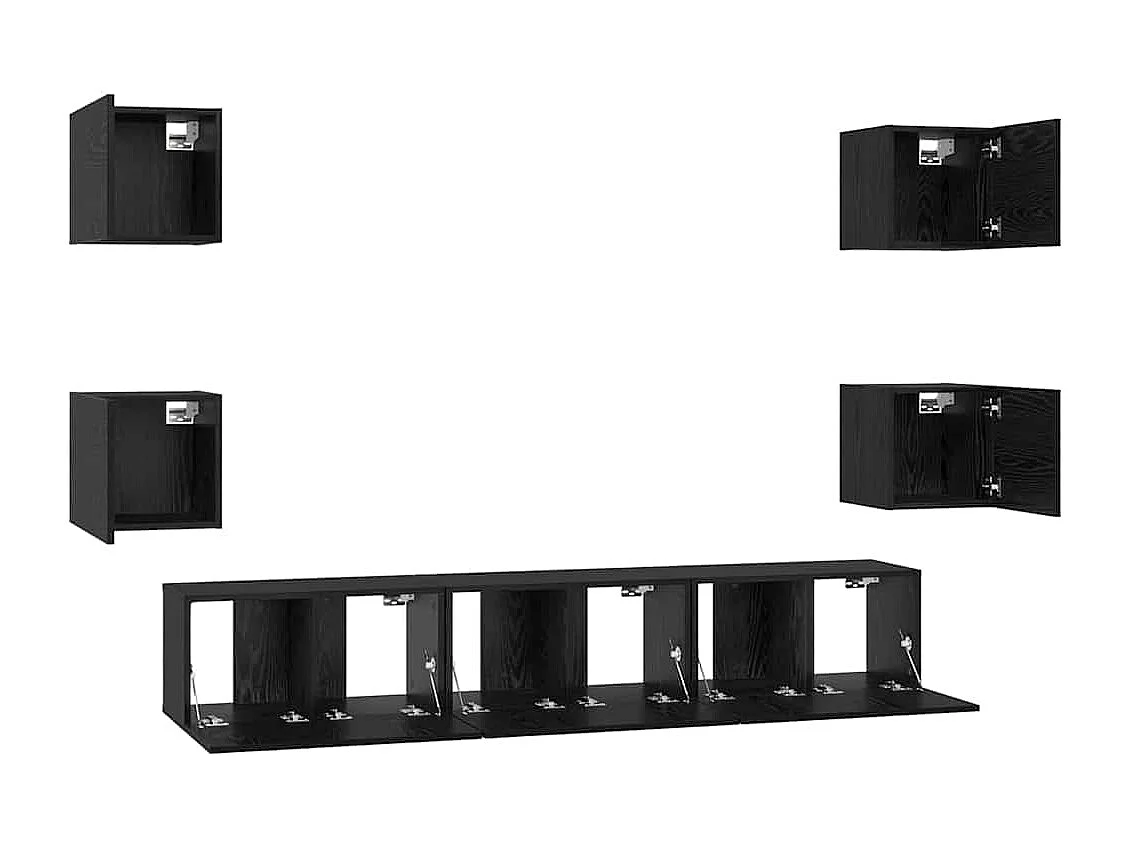 Ensemble meuble TV 7 pcs Chêne noir Moyen 180 x 30 x 30 cm