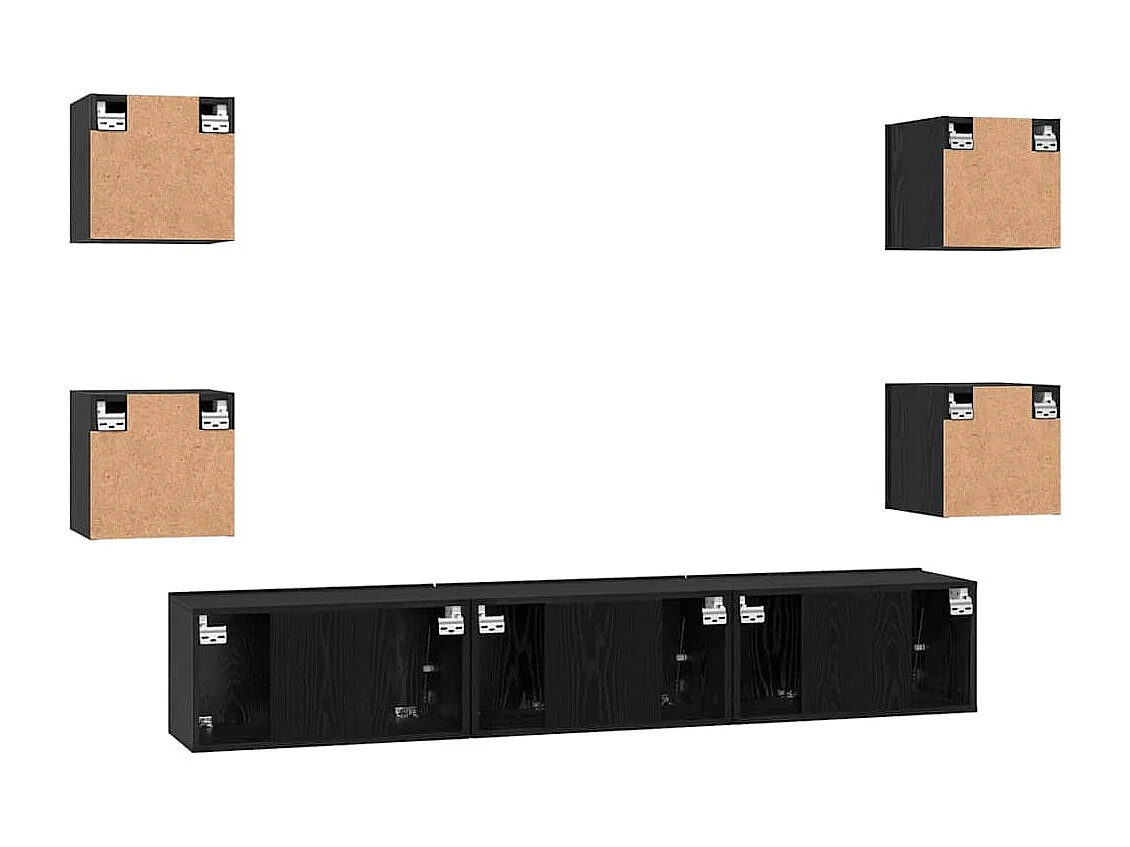 Ensemble meuble TV 7 pcs Chêne noir Moyen 180 x 30 x 30 cm