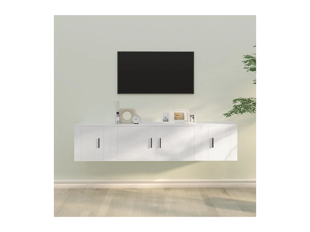 Ensemble de meubles TV 3 pcs Blanc Bois d'ingénierie