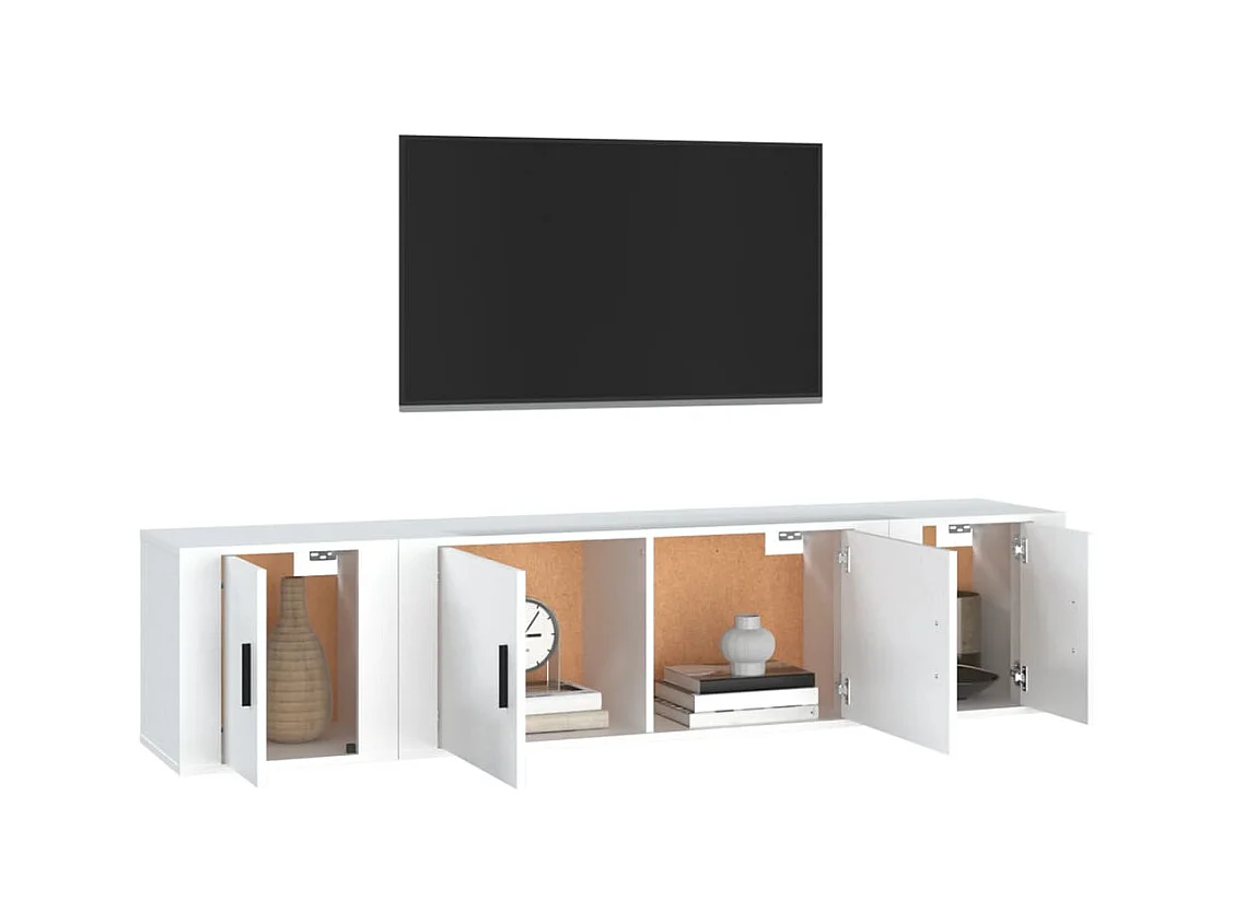 Ensemble de meubles TV 3 pcs Blanc Bois d'ingénierie