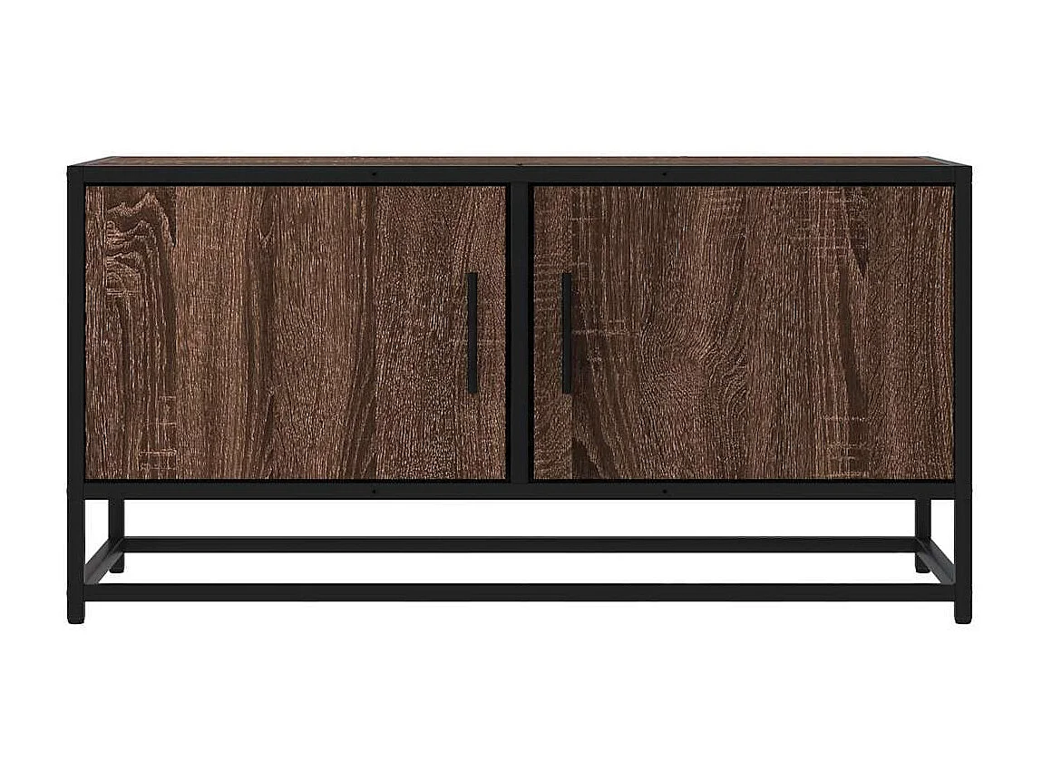 Mobile TV in rovere marrone 80x34,5x40 cm in legno ingegnerizzato e metallo