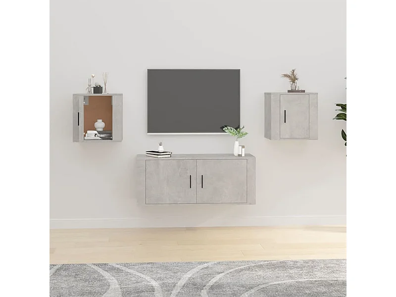 2-teiliger TV-Wandschrank, Betongrau, 40x34,5x40 cm