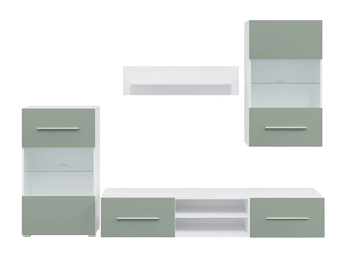 Meubles TV avec lumière LED 5 pcs vert olive bois d'ingénierie