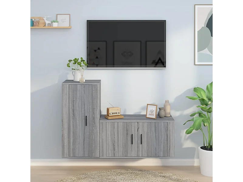Ensemble de meubles TV 2 pcs Sonoma gris Bois d'ingénierie