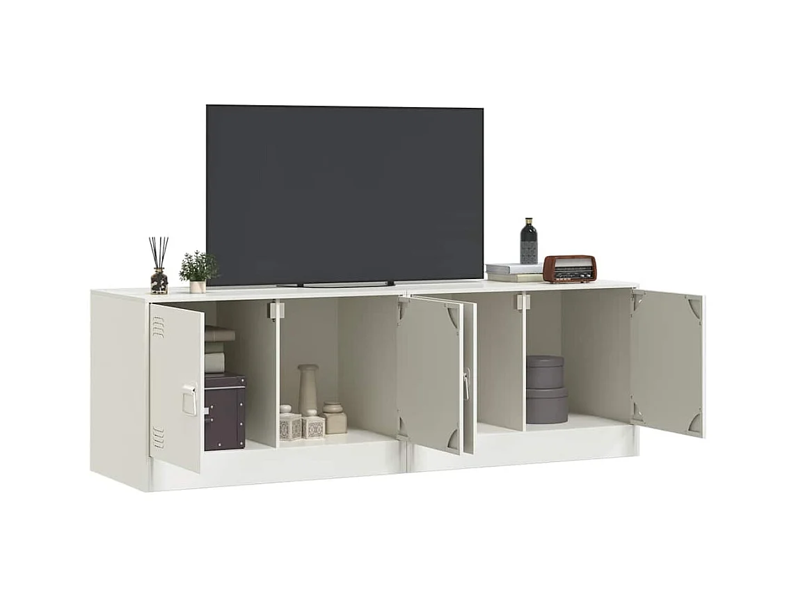 Meubles TV 2 pcs blanc 67x39x44 cm acier