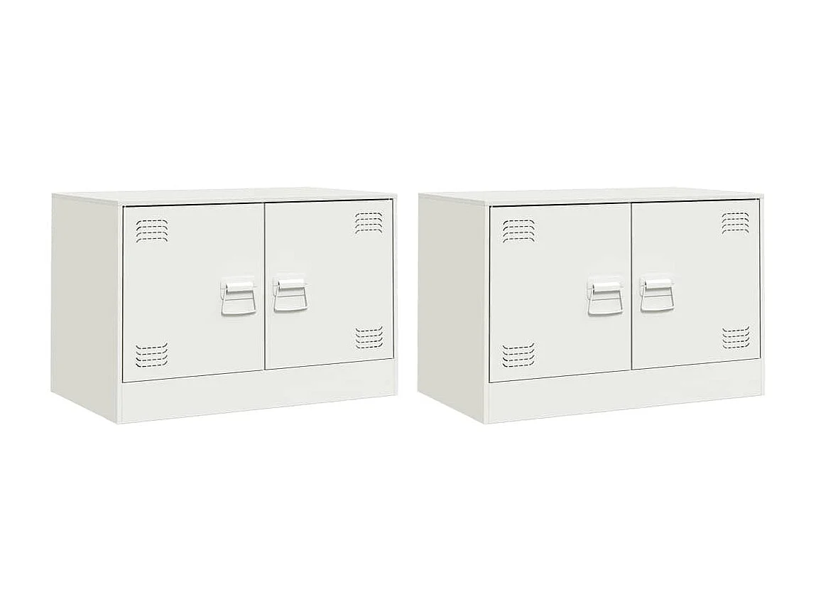 Meubles TV 2 pcs blanc 67x39x44 cm acier