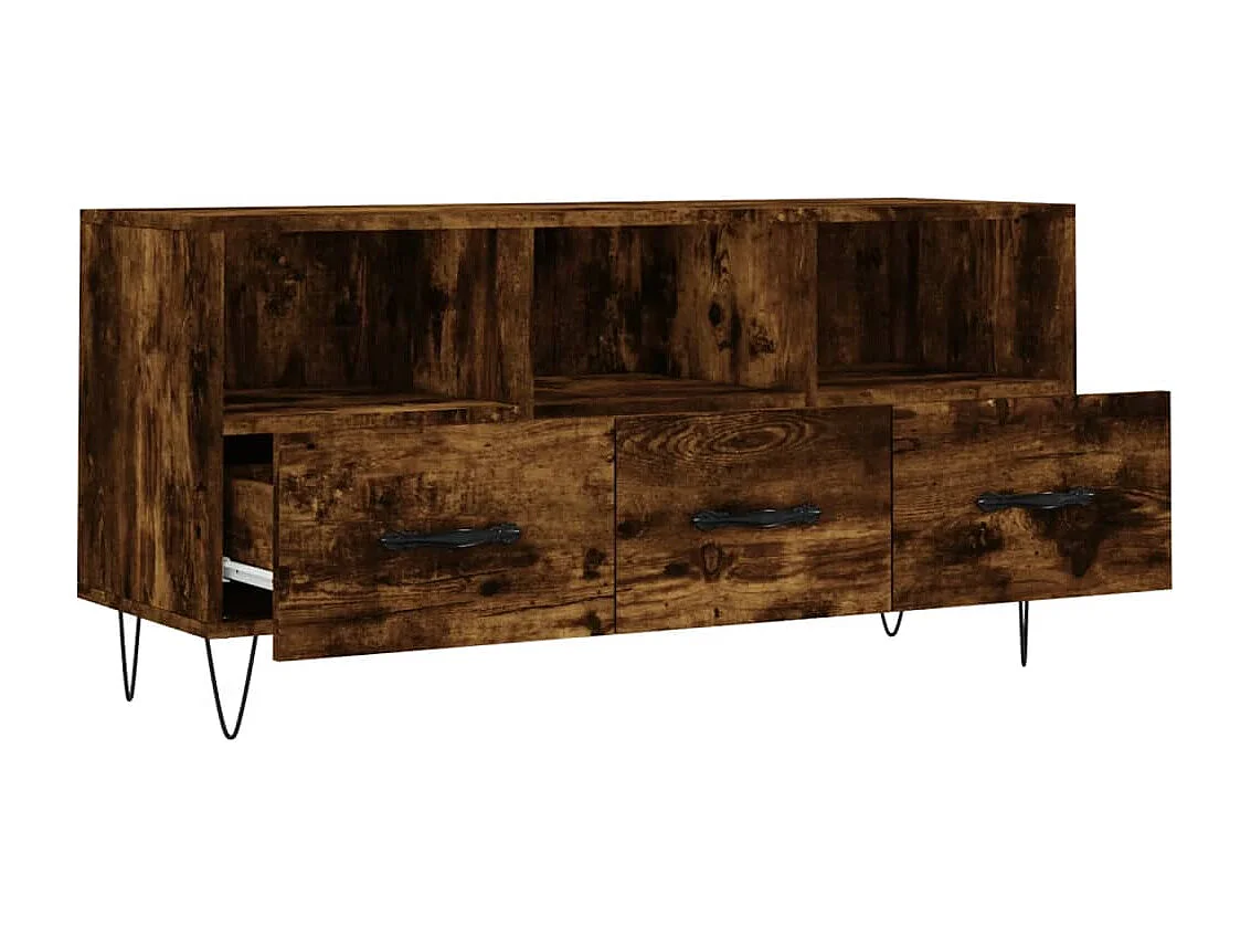 Meuble TV chêne fumé 102x36x50 cm bois d'ingénierie