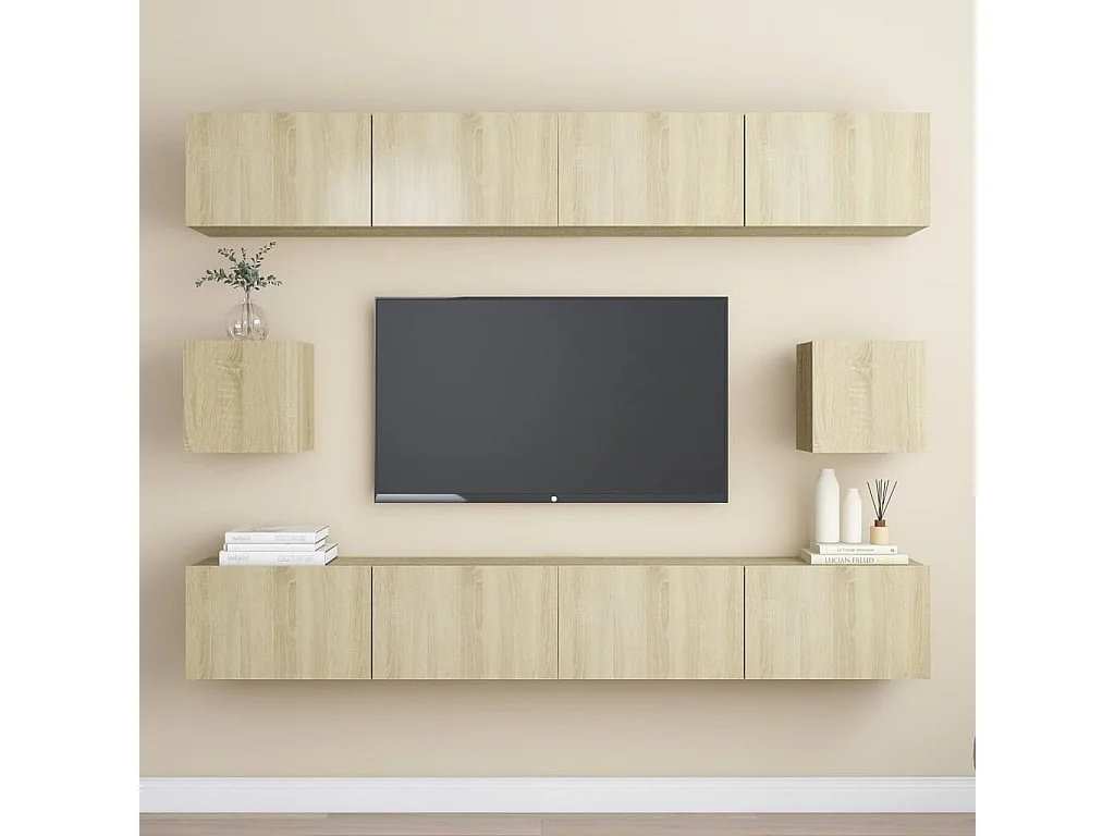 Set di mobili TV da 6 pezzi in legno ingegnerizzato Sonoma Oak