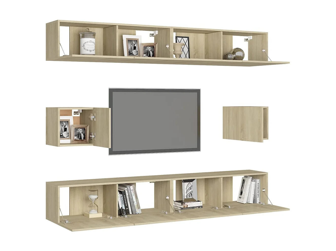 Set di mobili TV da 6 pezzi in legno ingegnerizzato Sonoma Oak