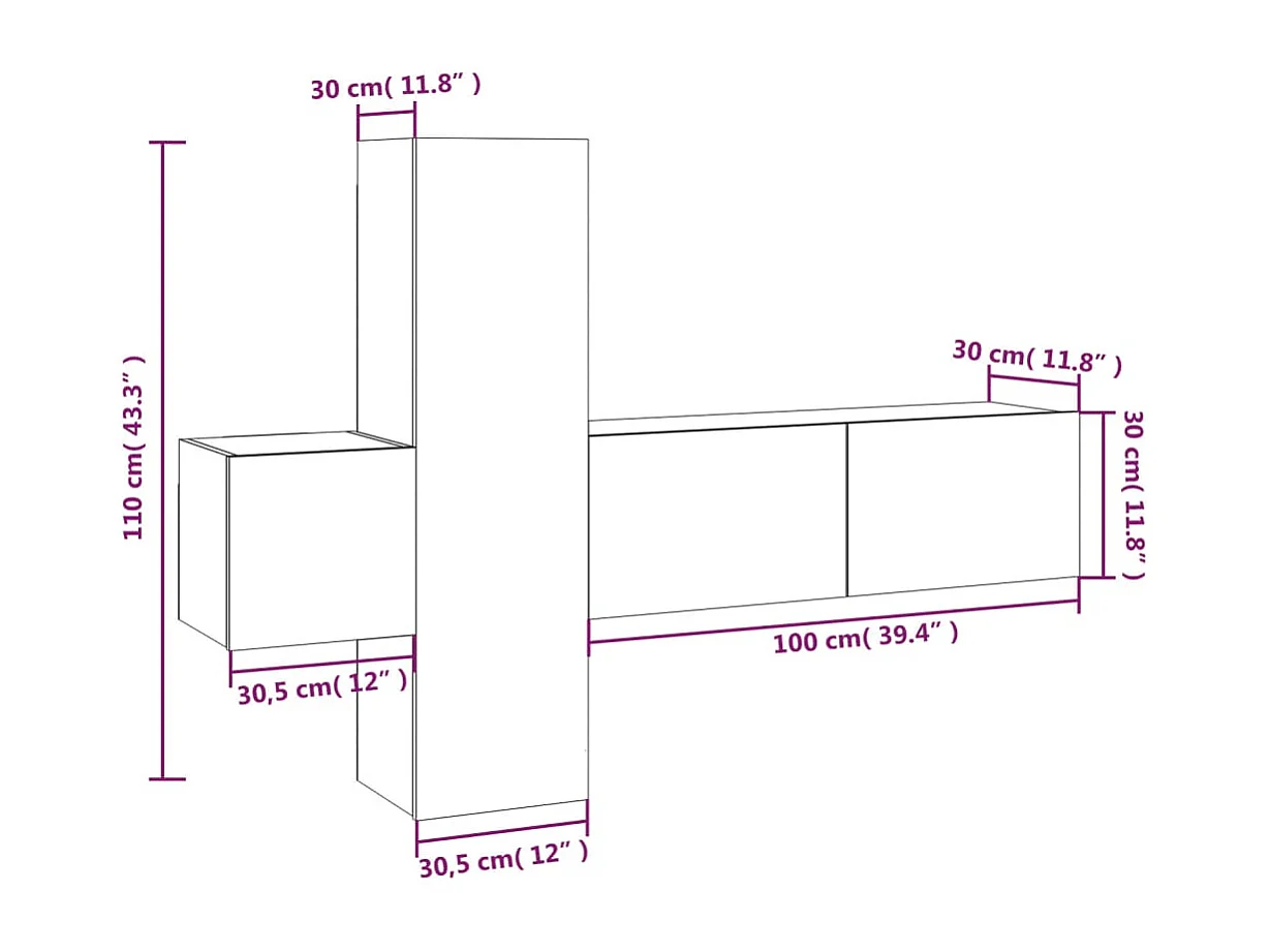 Ensemble de meubles TV 3 pcs Sonoma gris Bois d'ingénierie