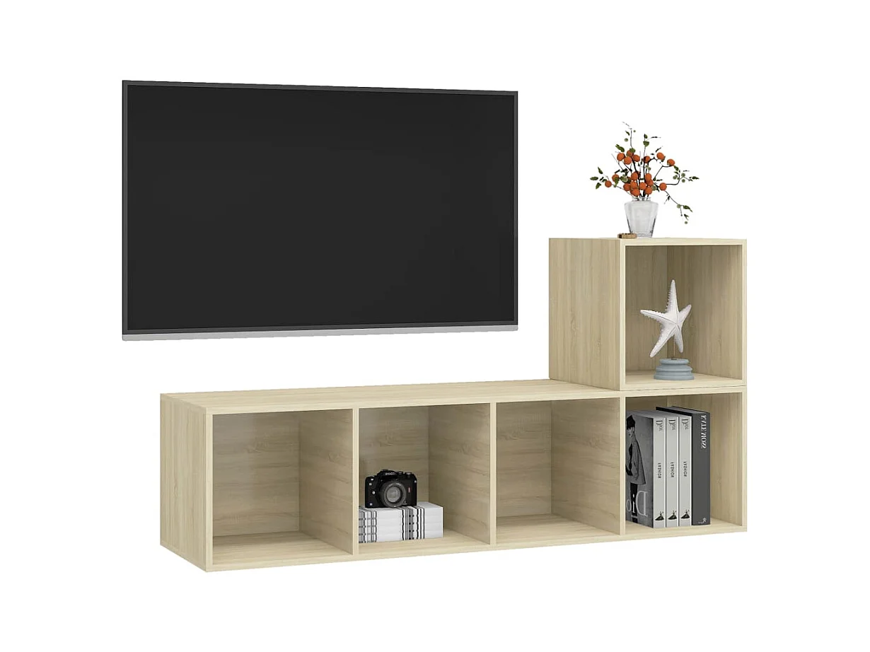 2-delige tv-meubelset Sonoma eiken bewerkt hout