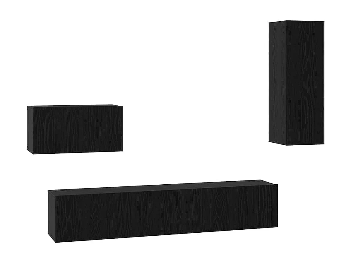 Meuble TV mural Montage mural 4 pcs Chêne noir 200 x 30 x 30 cm