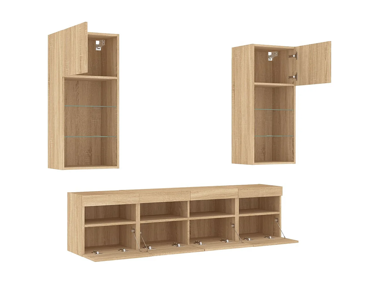 Unités murales TV avec LED 5 pcs chêne sonoma bois d'ingénierie