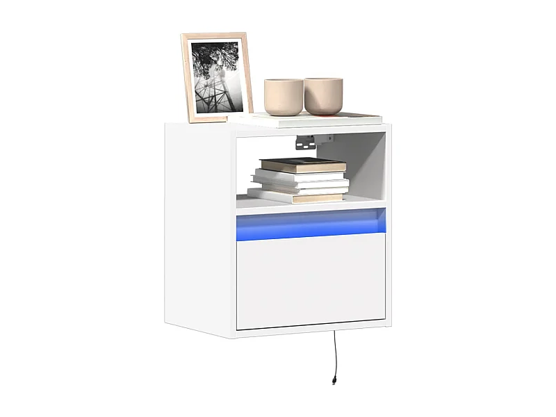 Wandmeubels met LED-verlichting 2 stuks wit 41x31x45 cm