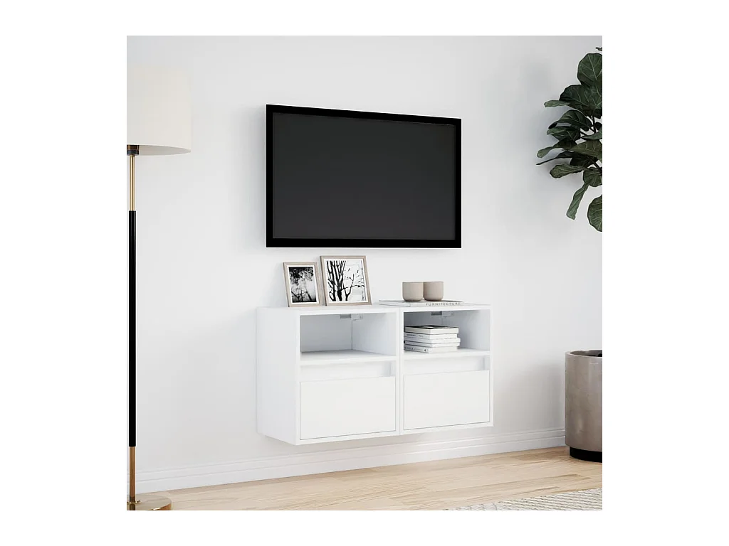 Wandmeubels met LED-verlichting 2 stuks wit 41x31x45 cm