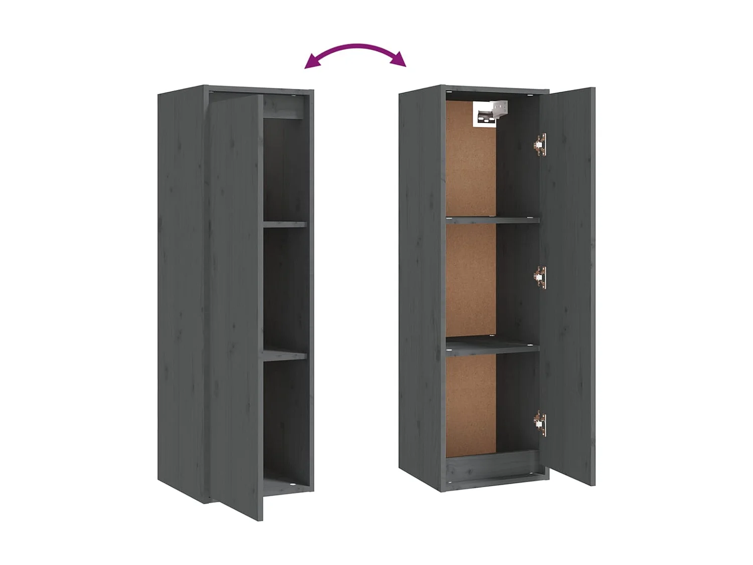 Meubles TV 4 pcs Gris Bois massif de pin